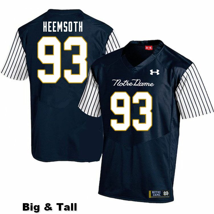 Men's NCAA Notre Dame Fighting Irish #93 Zane Heemsoth Stitched College Under Armour Authentic Navy Big & Tall Alternate Football Jersey CT10E14XD